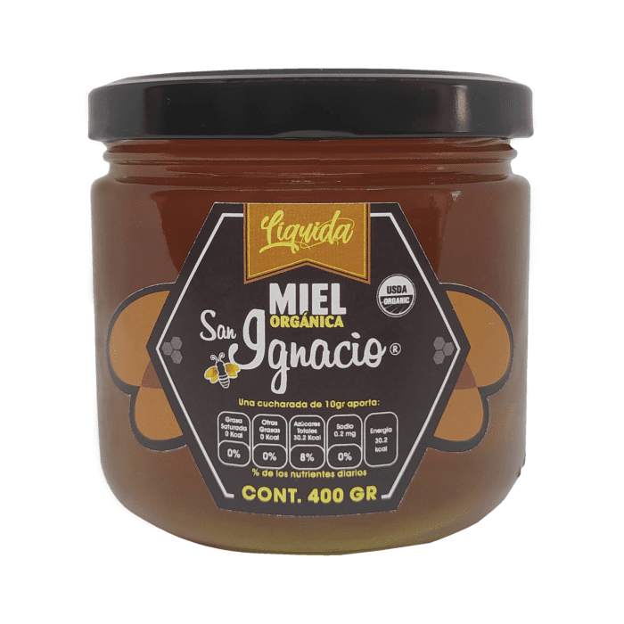 Miel ORGANICA San Ignacio Liquida Multifloral Frasco 400gr USDA Organic SAGARPA Organico 100% pura de abeja