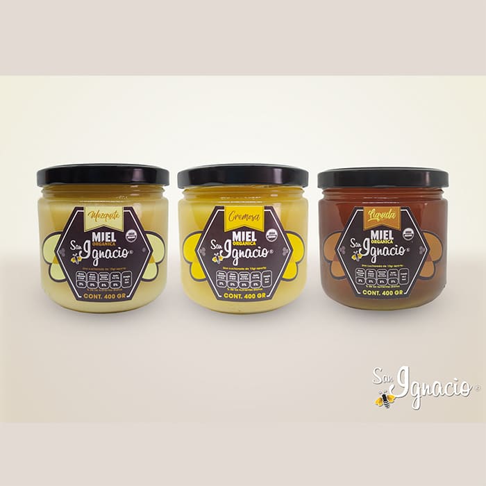 Miel ORGANICA San Ignacio Liquida Multifloral Frasco 400gr USDA Organic SAGARPA Organico 100% pura de abeja