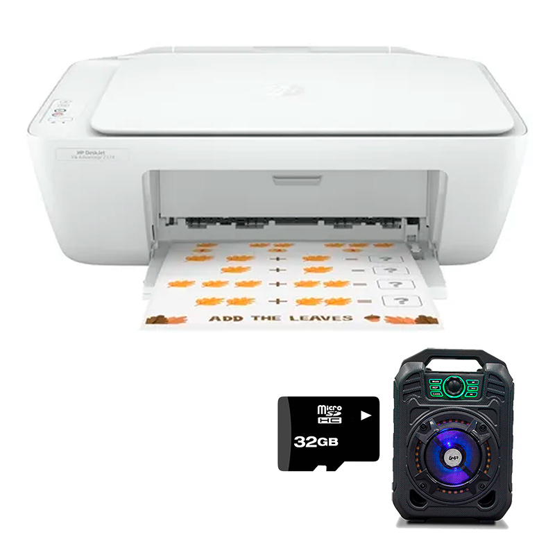 Impresora a color multifunción HP DeskJet 2374 Copiadora y Escaner +  Memoria 32gb + Bocina Bluetooth