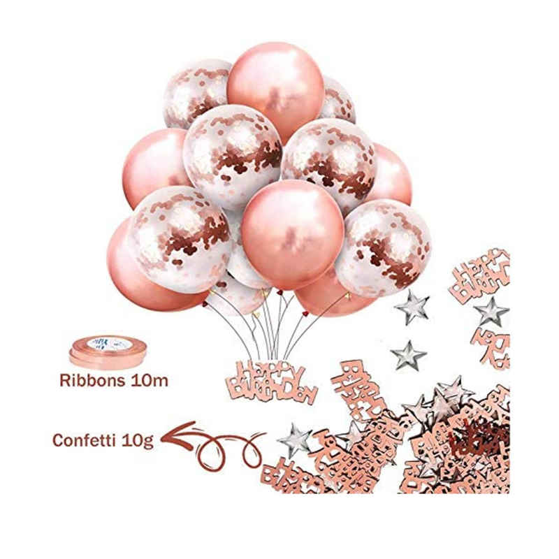 Decoración Globos Fiesta De Cumpleaños, Pancarta De Feliz Cumpleaños, Cortina De Flecos De Oro Rosa, Mantel De Papel De Aluminio, Globos De Confeti Para Mujeres