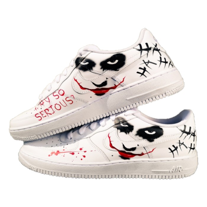 Tenis personalizados a mano estilo Joker blanco