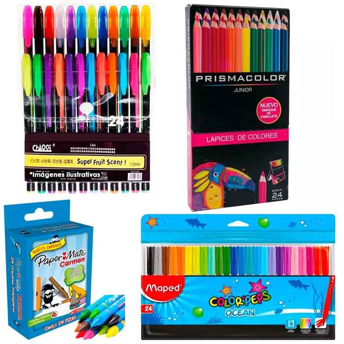 Kit De 24 Colores Prismacolor +plumas Gel +plumones +crayolas