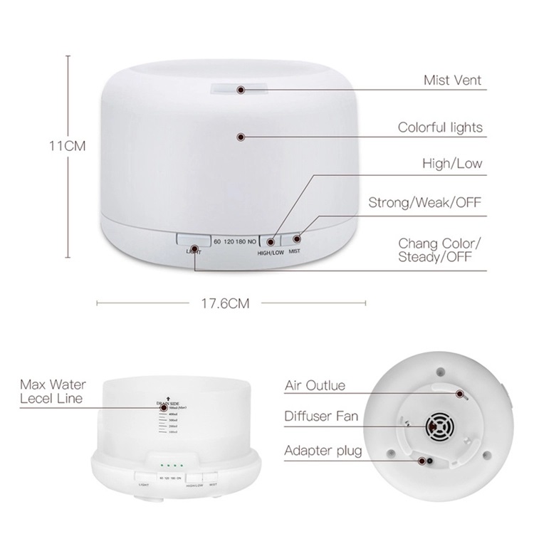 Humidificador difusor Ultrasónico 500 ml