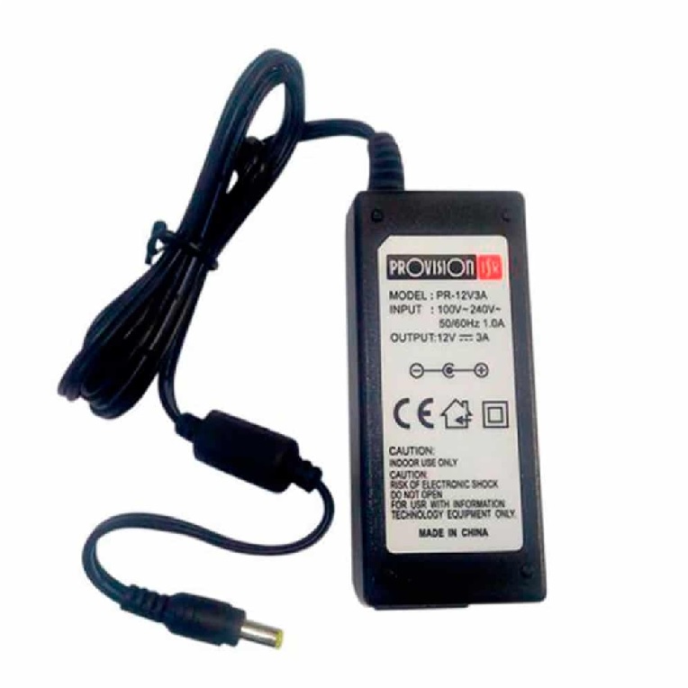 FUENTE DE PODER INDIVIDUAL PROVISION 12 VOLTS 3 AMPERES PR-AV3 ENERGIA CAMARAS DVR CABLE SEGURIDAD