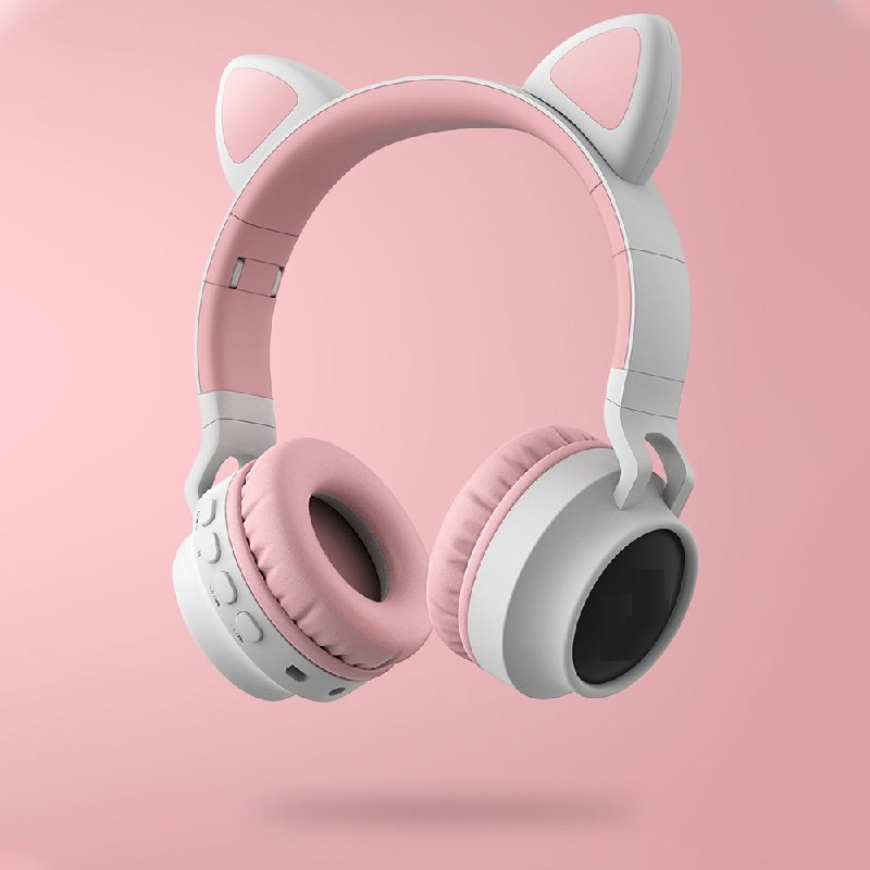  Audífonos Bluetooth Orejas De Gato Con Luz Led Micro SD Auriculares Inalambricos