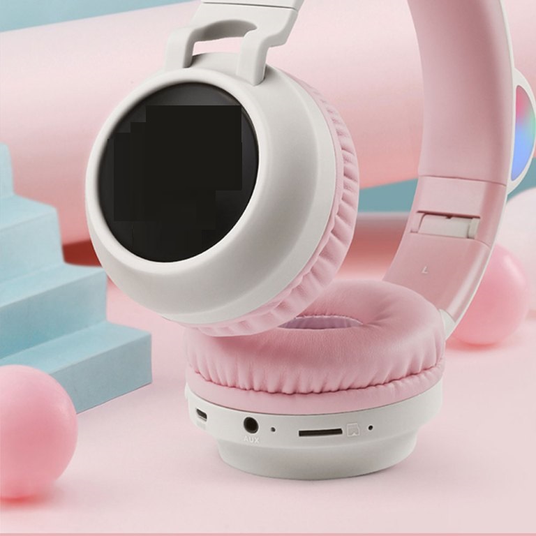  Audífonos Bluetooth Orejas De Gato Con Luz Led Micro SD Auriculares Inalambricos