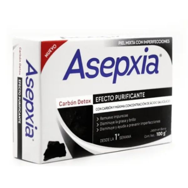 Asepxia Jabón Carbón Detox 100g Limpia tu piel