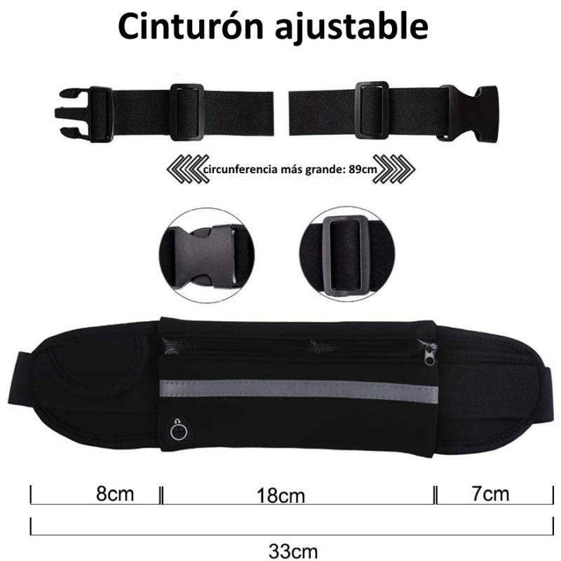 Cangurera Deportiva con Cinturón y Salida Audífonos