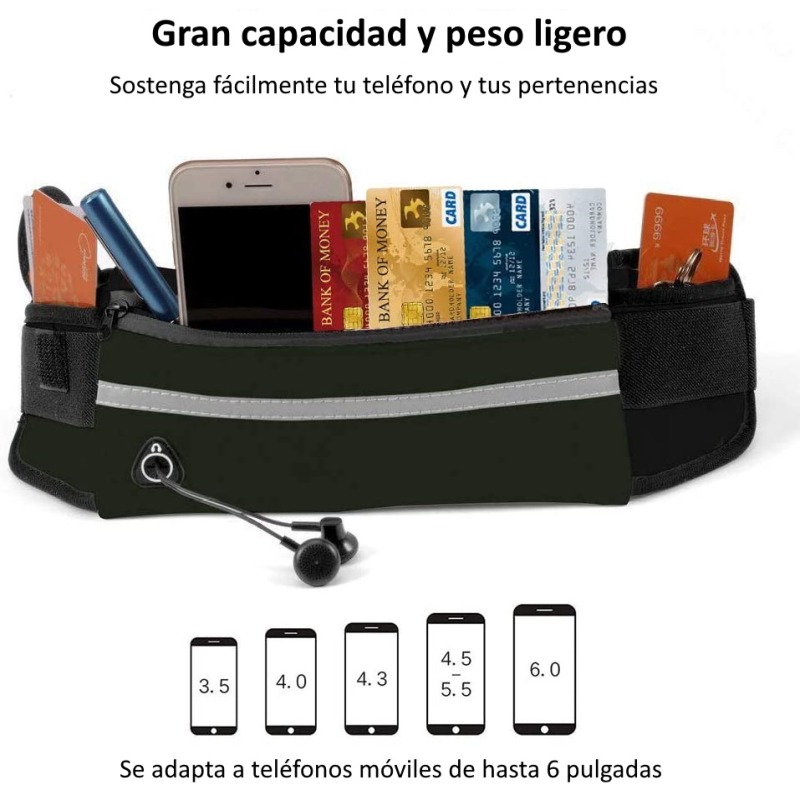Cangurera Deportiva con Cinturón y Salida Audífonos