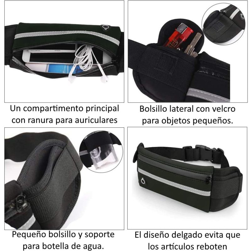 Cangurera Deportiva con Cinturón y Salida Audífonos