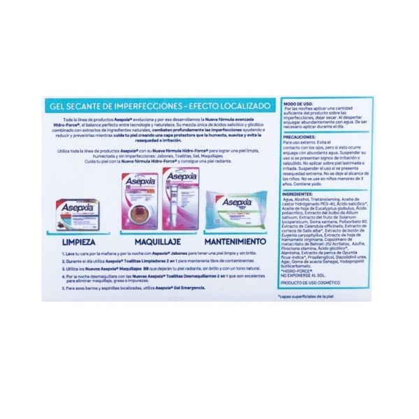 Asepxia Gel Spot Emergencia Transparente Tubo 28 G