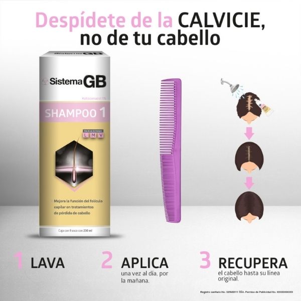 Shampoo Sistema Gb Mujer 1 Caida Cabello Alopecia 230 Ml