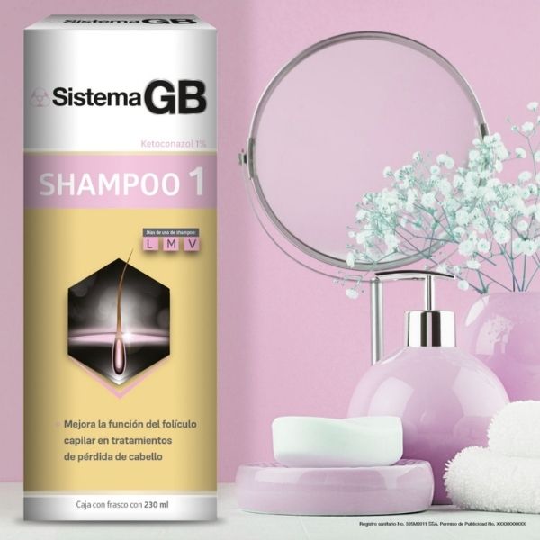 Shampoo Sistema Gb Mujer 1 Caida Cabello Alopecia 230 Ml