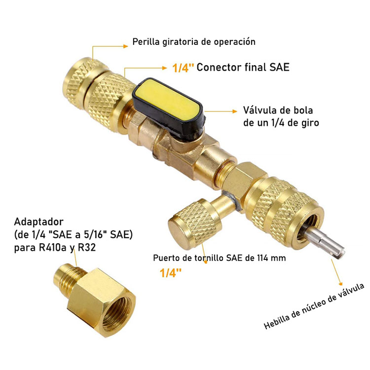 Removedor de Núcleo De Válvula 1/4 5 1/6 De Seguridad con 20 schrader