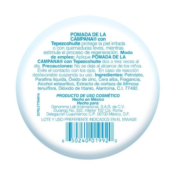 Pomada De La Campana Pomada Tepezcohuite Tarro 75 G.