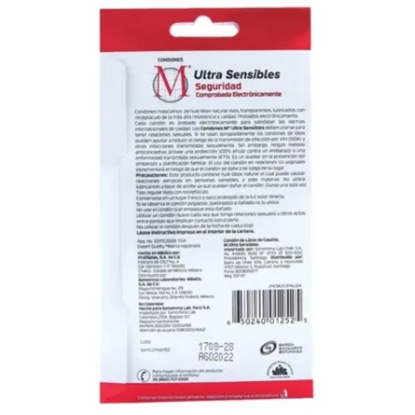 Condon M Ultra Sensible 3 Codones. Mayor Sensibilidad