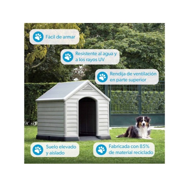 Casa Para Perro Razas Grandes, 100% plástico Térmica para Exterior 