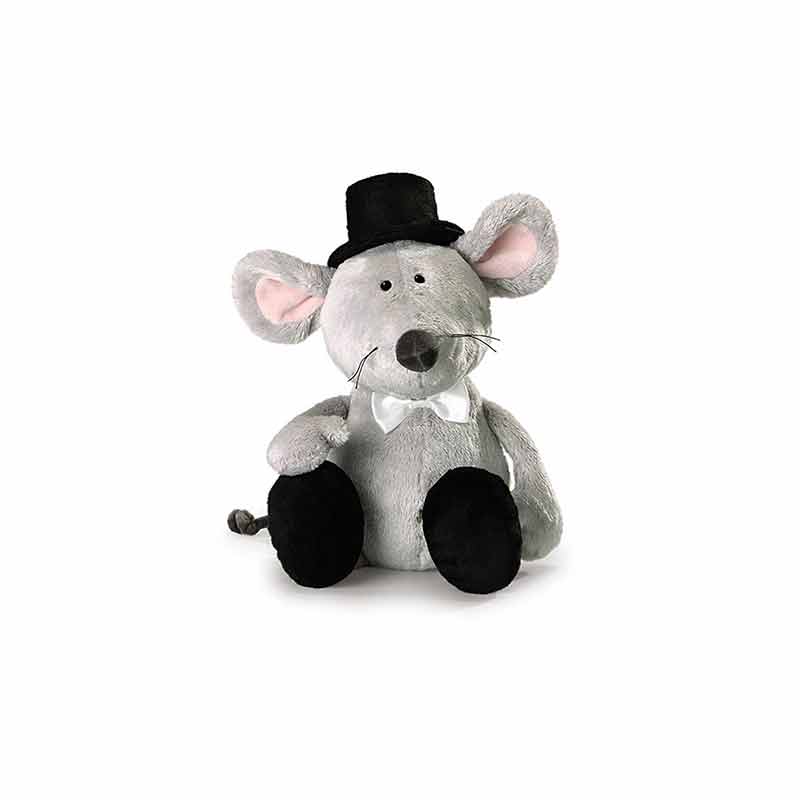 PELUCHE DE RATÓN NOVIO GRIS SENTADO 35CM.