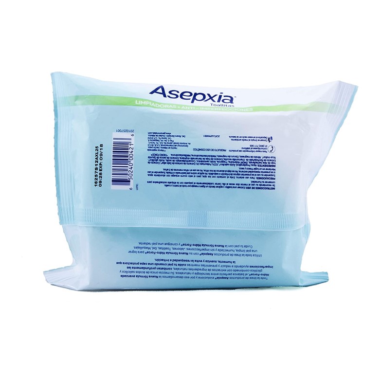 Asepxia Toallitas Humedas 25 Piezas. Limpia E Hidrata
