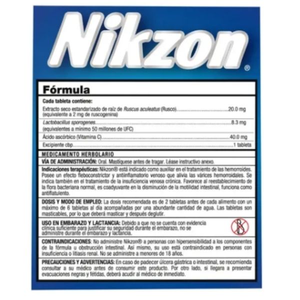 Nikzon Caja 40 Tabletas Masticable