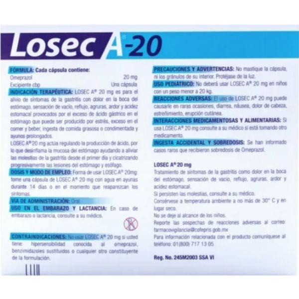 Losec A-20 20 Mg Caja 14 Capsulas