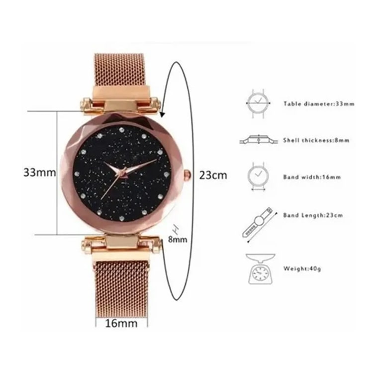 Reloj Vintage Extensible Magnetico malla metal moda DORADO