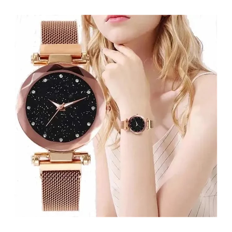 Reloj Vintage Extensible Magnetico malla metal moda DORADO