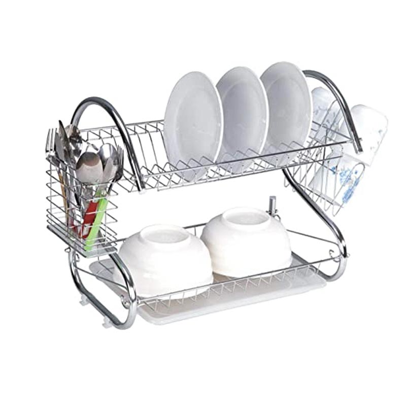 Escurridor De Trastes Cromado Con Chalora 2 Niveles
