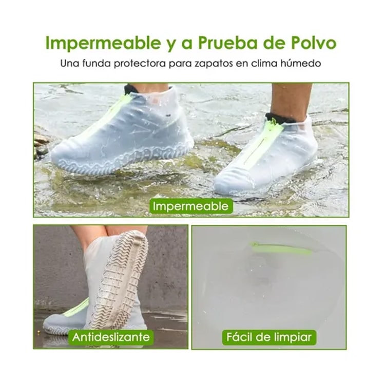 Protectores De Lluvia tenis Zapatos, Portátil impermeable silicon MEDIANA BLANCO