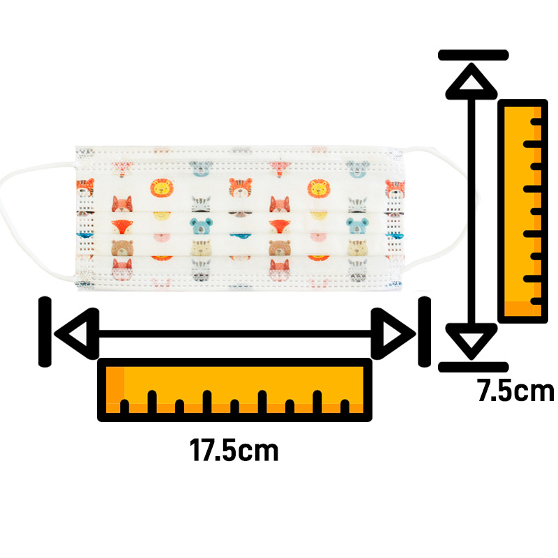 Cubrebocas quirúrgico desechable tricapa plisado termosellado SUDKENY KIDS, Caja c/50 piezas