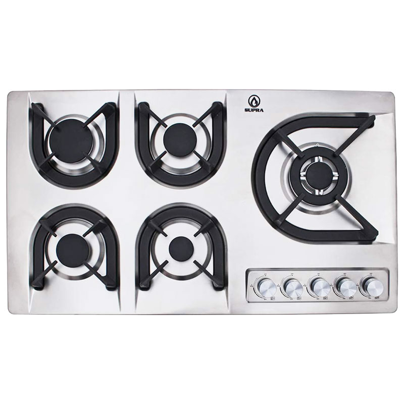 Parrilla de gas lp y gas natural SUPRA 5Q-EA con parrillas de hierro fundido y cubierta de acero inoxidable