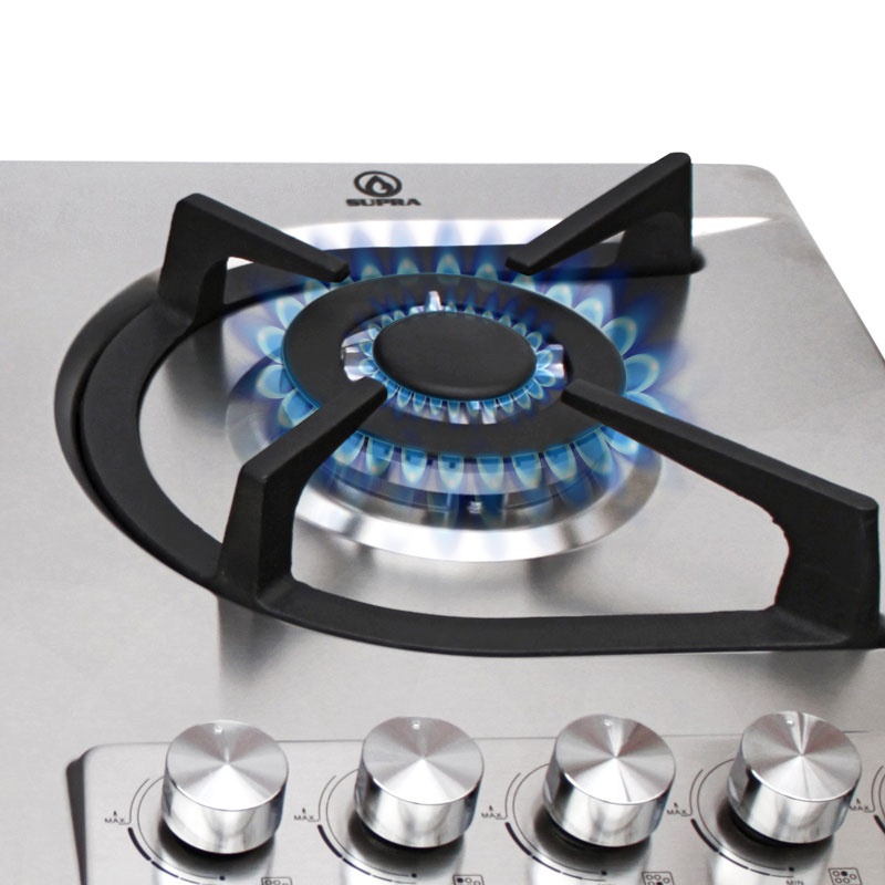 Parrilla de gas lp y gas natural SUPRA 5Q-EA con parrillas de hierro fundido y cubierta de acero inoxidable