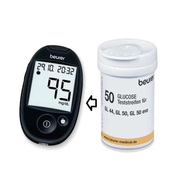 Tiras Reactivas 50 P/ Glucómetros Gl44 Gl50 Gl50 Evo Beurer