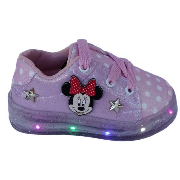 Tenis de luces Led para niñas de personaje Minnie Mouse rosa