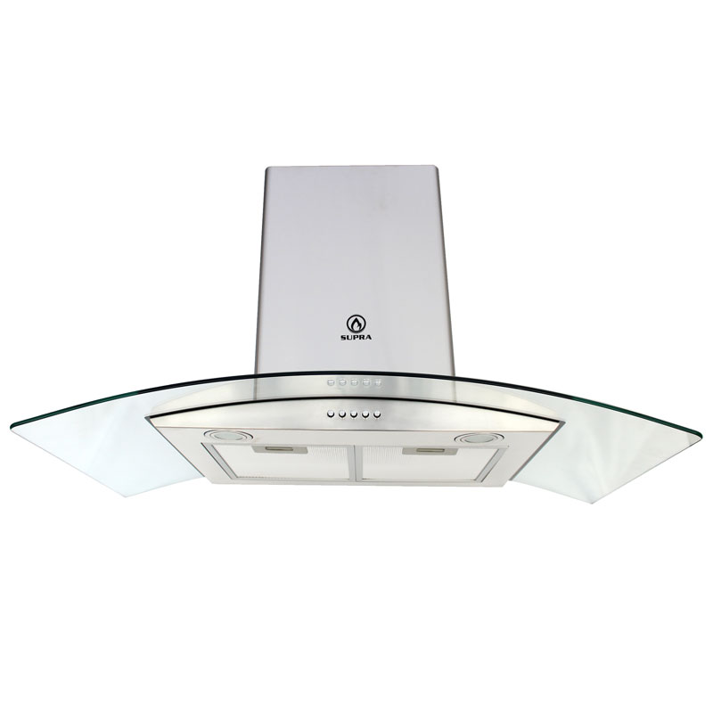 Campana extractora para cocina de 90cm SUPRA CC-90 en acero inoxidable y cristal curvo