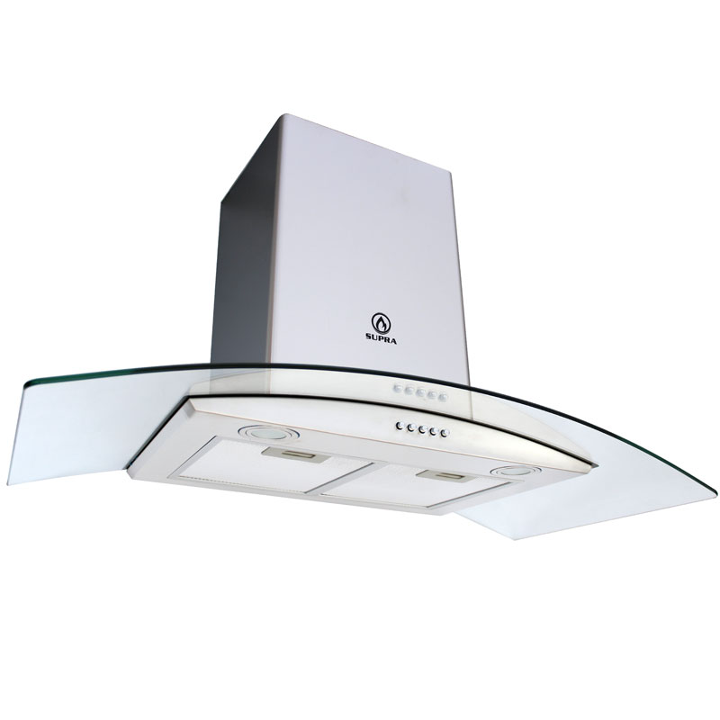 Campana extractora para cocina de 90cm SUPRA CC-90 en acero inoxidable y cristal curvo