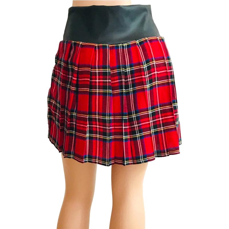 Mini falda short dama colegiala cuadros rojos