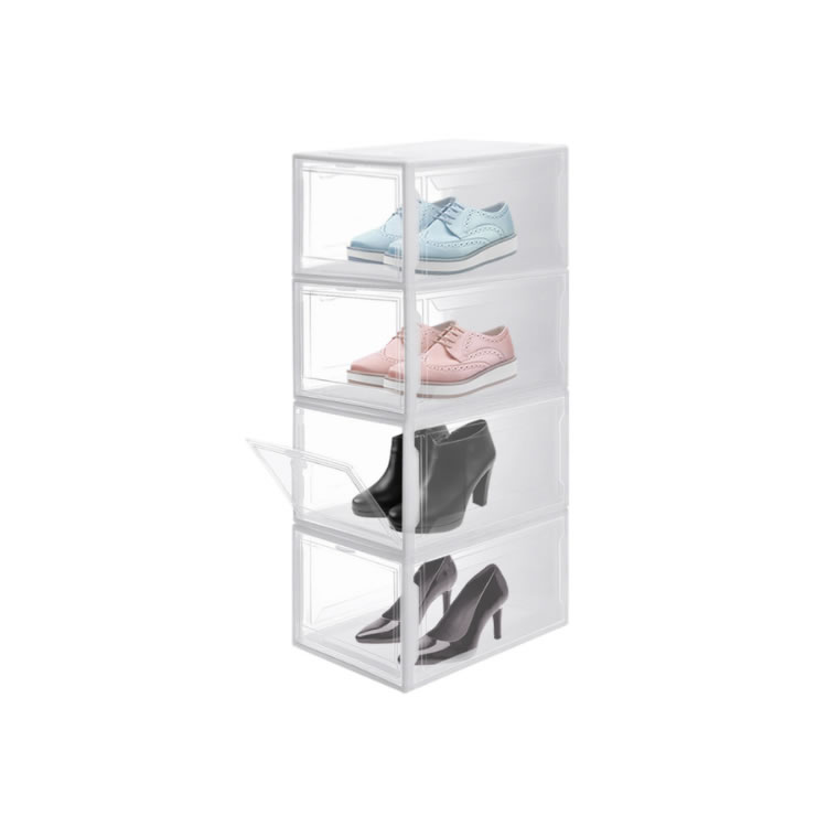 AG Box, Set de 4 Cajas de Zapatos Apilables Premium, Blanco