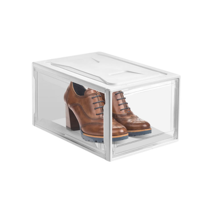 AG Box, Set de 4 Cajas de Zapatos Apilables Premium, Blanco