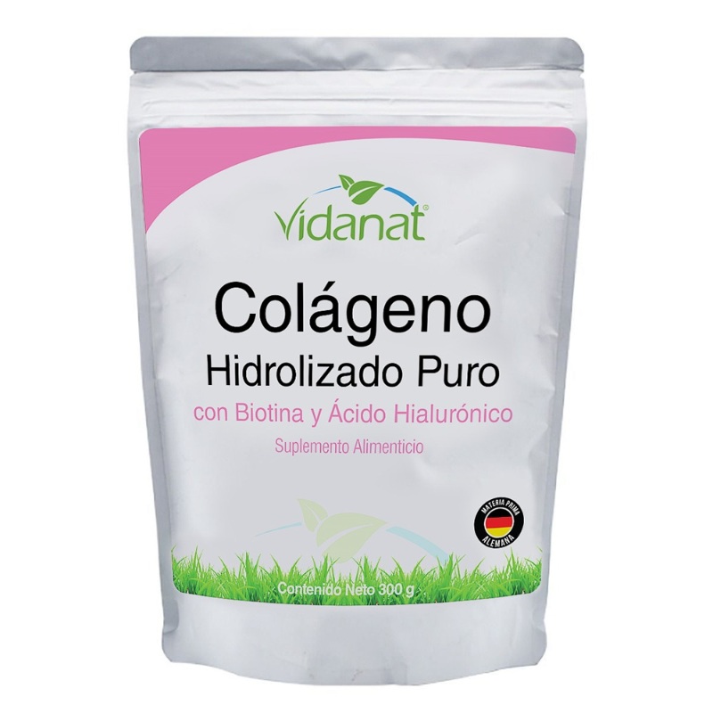 Colágeno Hidrolizado Puro Con Biotina Y Acido Hialurónico 300 G Vidanat
