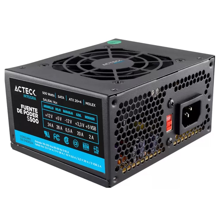 Fuente De Poder 500w Acteck S500 Micro Atx Slim Es-05002 80mm