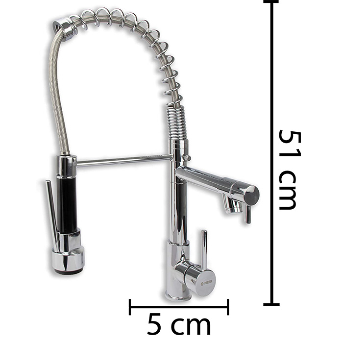 Mezcladora para Fregadero Monomando con Cuello Flexible, Llaves para Tarja de Cocina con Dos Salidas de Agua y Sostenedor de Cuello.