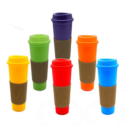 Vaso de cafe reutilizable, Paquete con 6 piezas Colores surtido