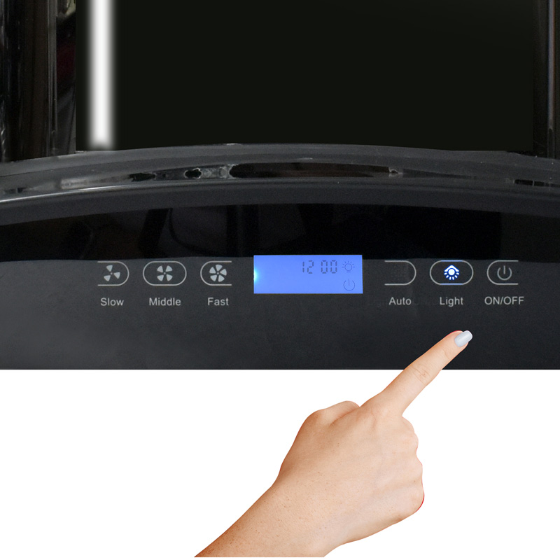 Campana extractora de pared 90cm SUPRA SKYFALL  con cristal curvo en color negro y control remoto