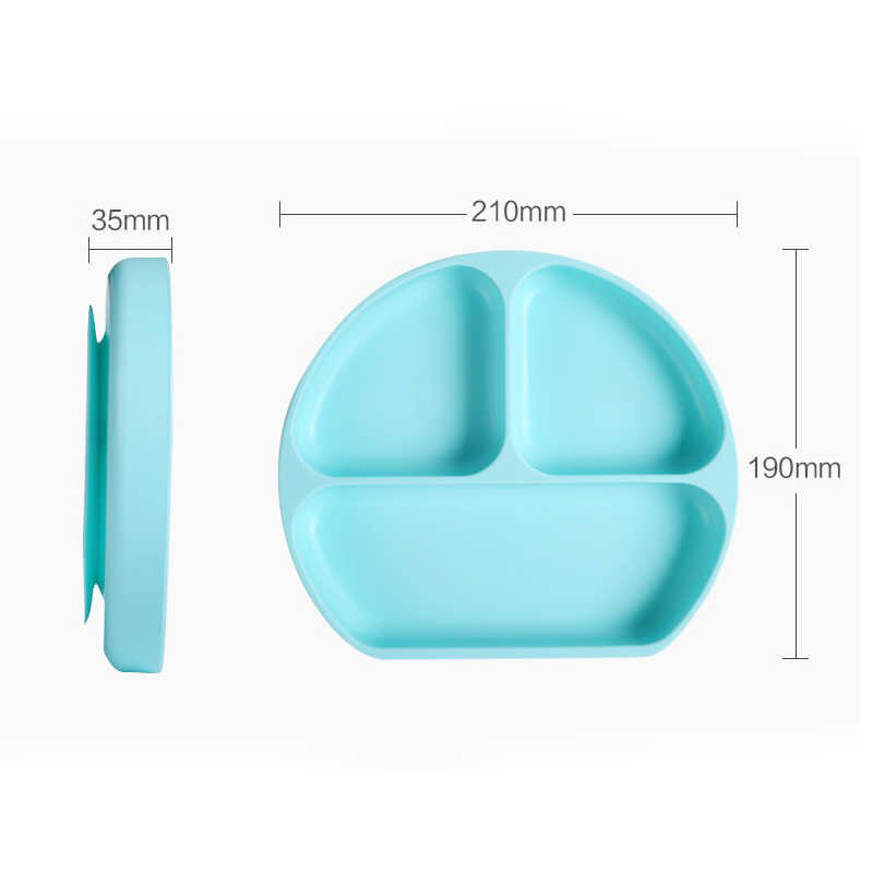 Plato para bebe de silicon con tres compartimentos, ventosa