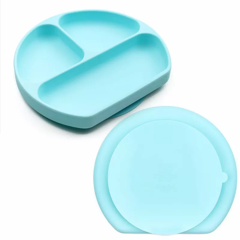 Plato para bebe de silicon con tres compartimentos, ventosa