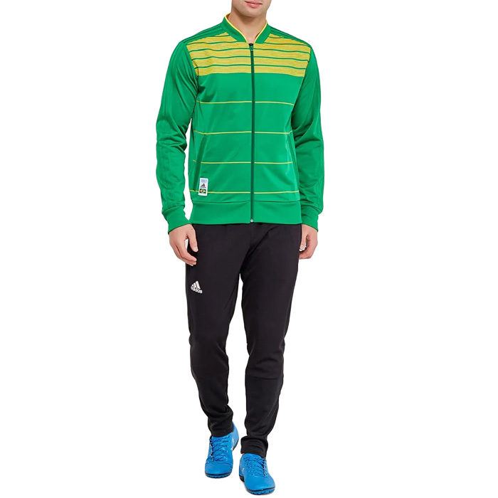 Chamarra Adidas Hombre Brasil Fútbol Verde CF1738.