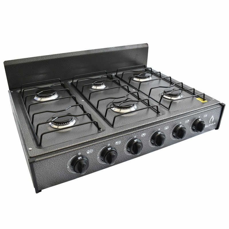 Parrilla de gas lp de sobreponer SUPRA TITAN 6Q-POP, parrilla con cubierta y cuerpo de acero 