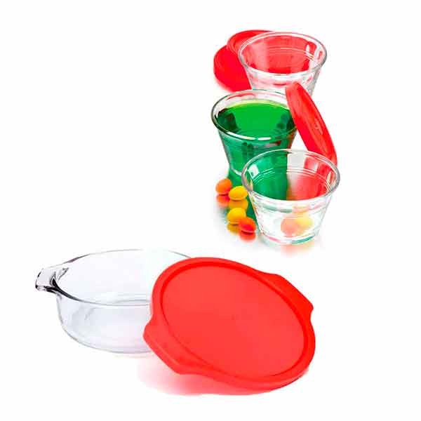 Juego de refractarios vidrio con tapa de plástico Pyrorey 14 pzas. 1 paq. CRISA-547