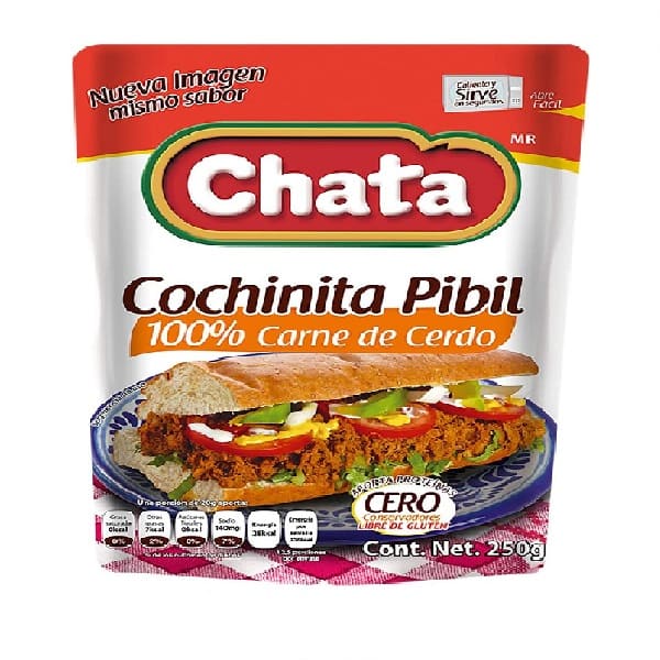 Cochinita Pibil Chata Delicioso Sabor Sin Conservadores Listo Para Comer 3 pack 250g c/u 100% Carne De Cerdo Sabor Casero